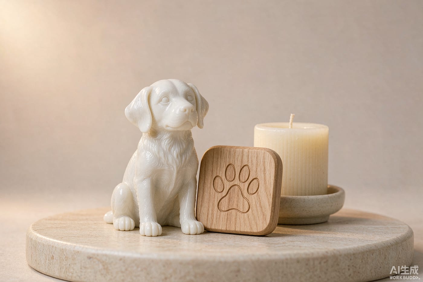 Custom memorial keepsake display with 3D-printed figurine and engraved plaque