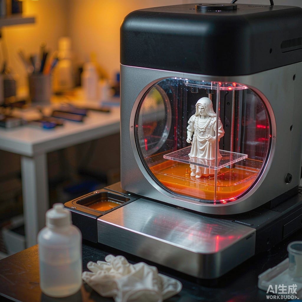 High-precision SLA resin 3D printing of a figurine